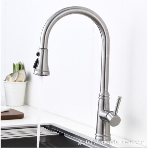 China 2021 New Arrival Brush Nickel Stainless Steel Faucet Tap Kitchen Toilet Sink Faucet with Pull Down Sprayer Factory